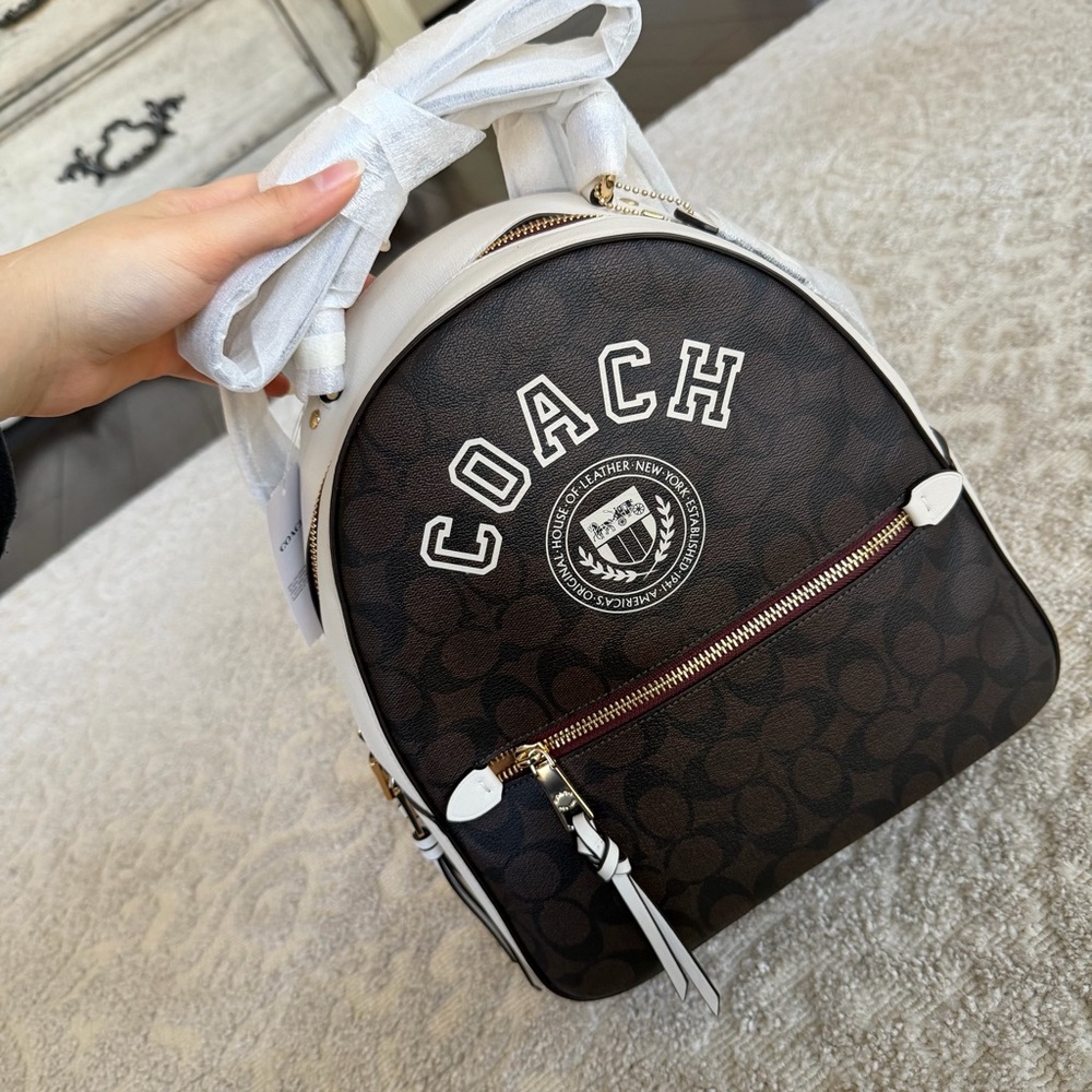 Coach Jordyn Backpack In Signature Canvas With Varsity Motif Bag